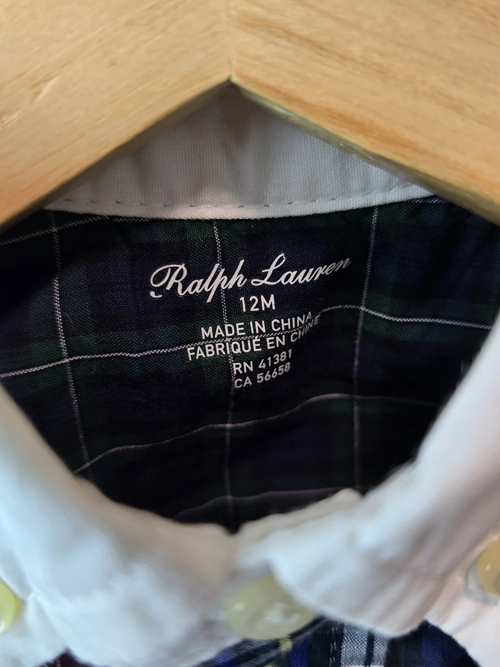 Ralph Lauren Baby Multi-Plaid Button-Down Shirt with White Collar. Soft Cotton.
